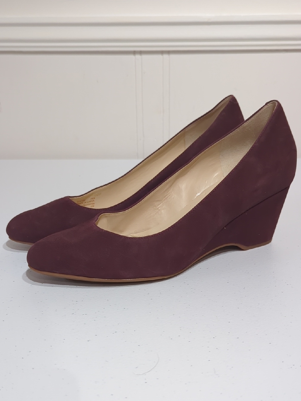 Cole Haan Burgundy Suede Wedge Pumps - waterproof - 7.5